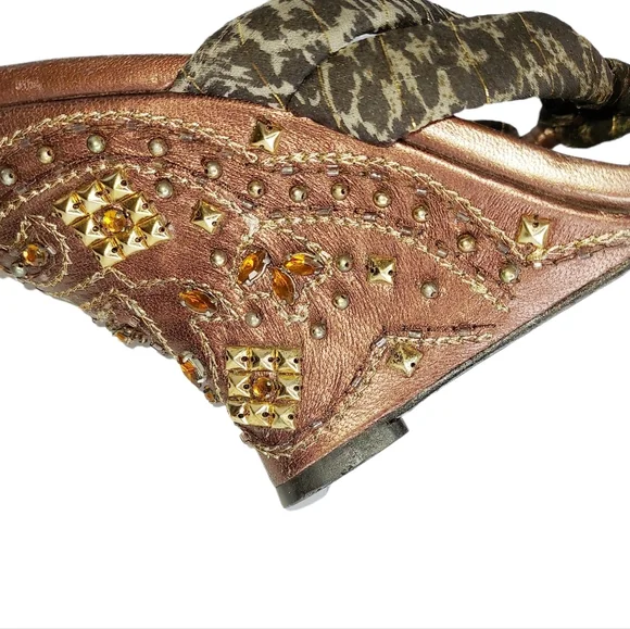 ColeHaan Embellished Wedge Sandals Size 10 - Picture 4 of 16